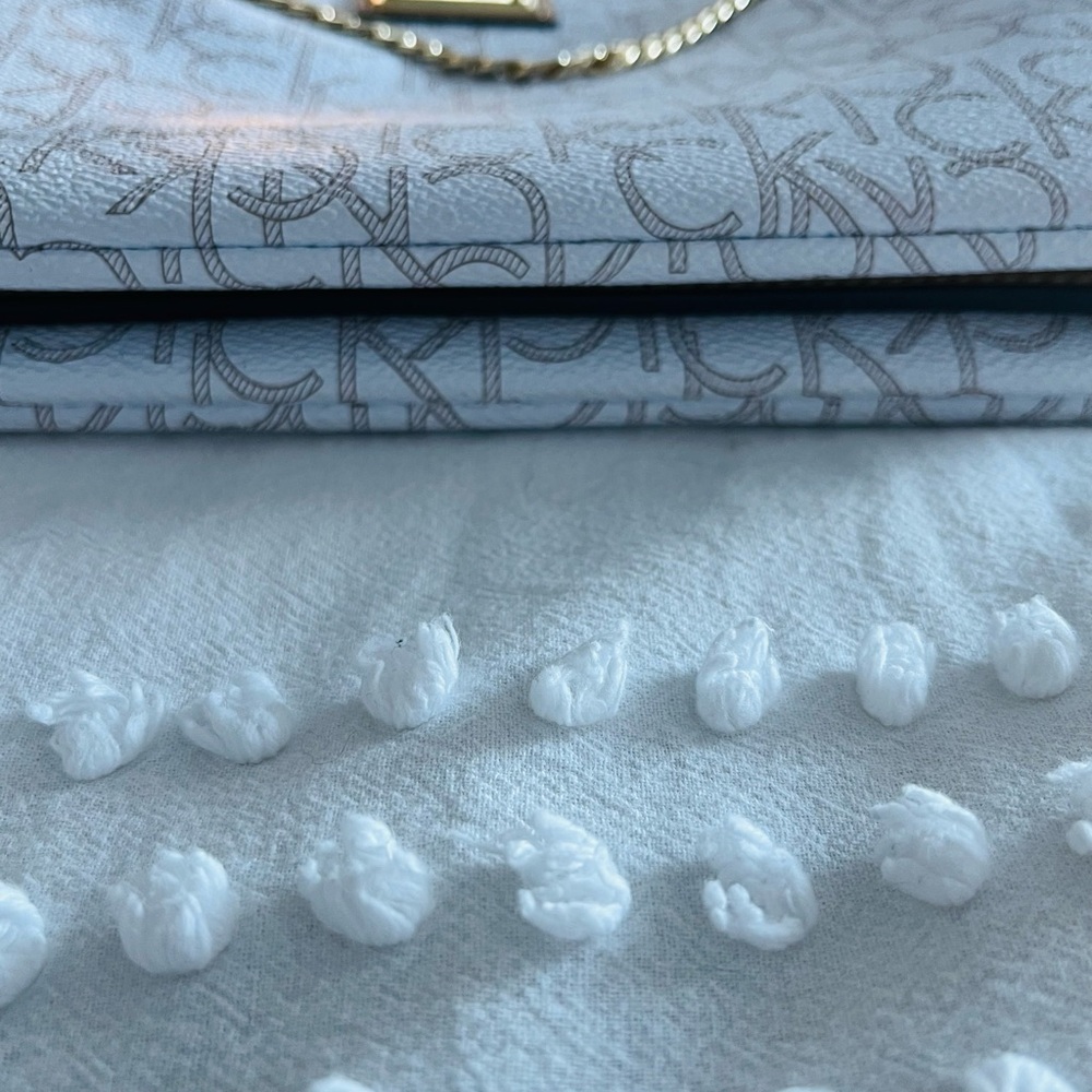 Calvin Klein Women's CK Logo Print Allover Crossbody Bag White Brown CLEAN - Picture 8 of 10